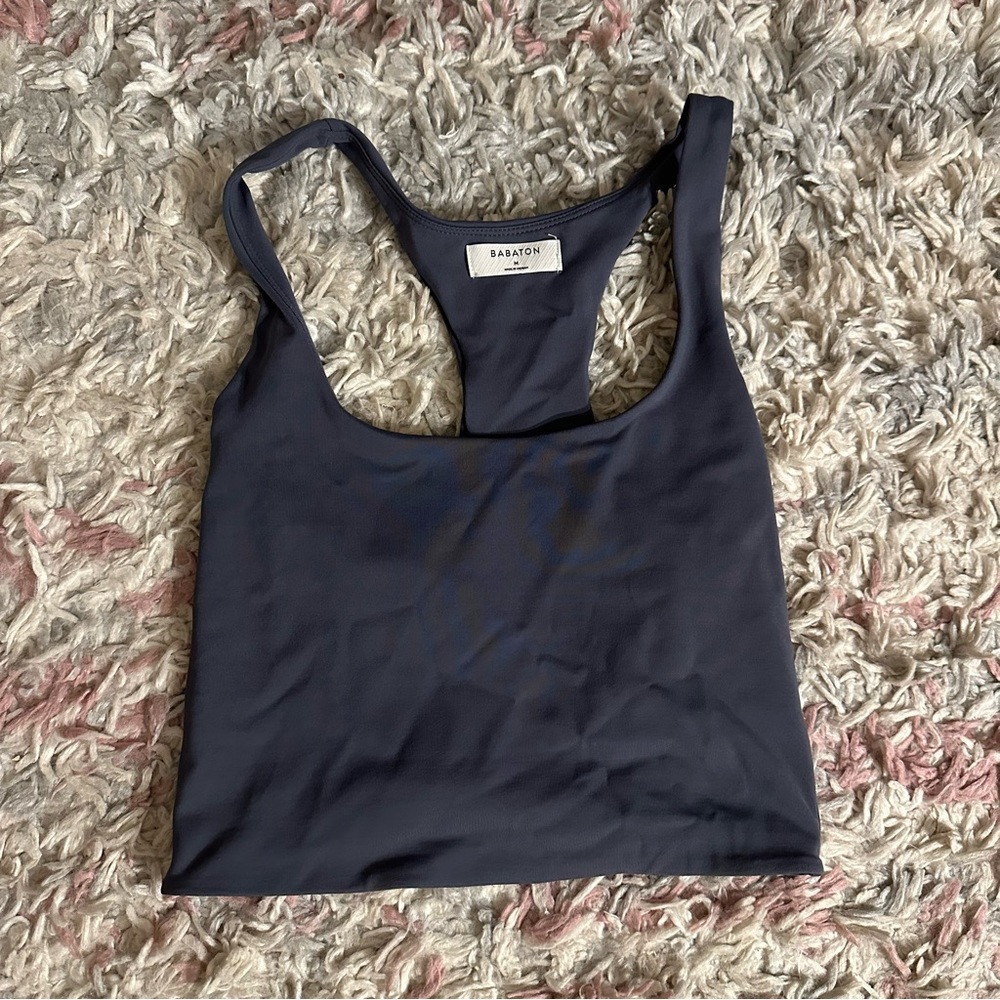 Aritzia Babaton Navy Crop Top